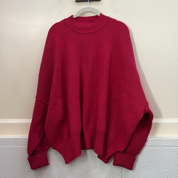 Free People Sweaters - Free People NWT women’s XS oversized Vibrant Red Cowl Neck Sweater